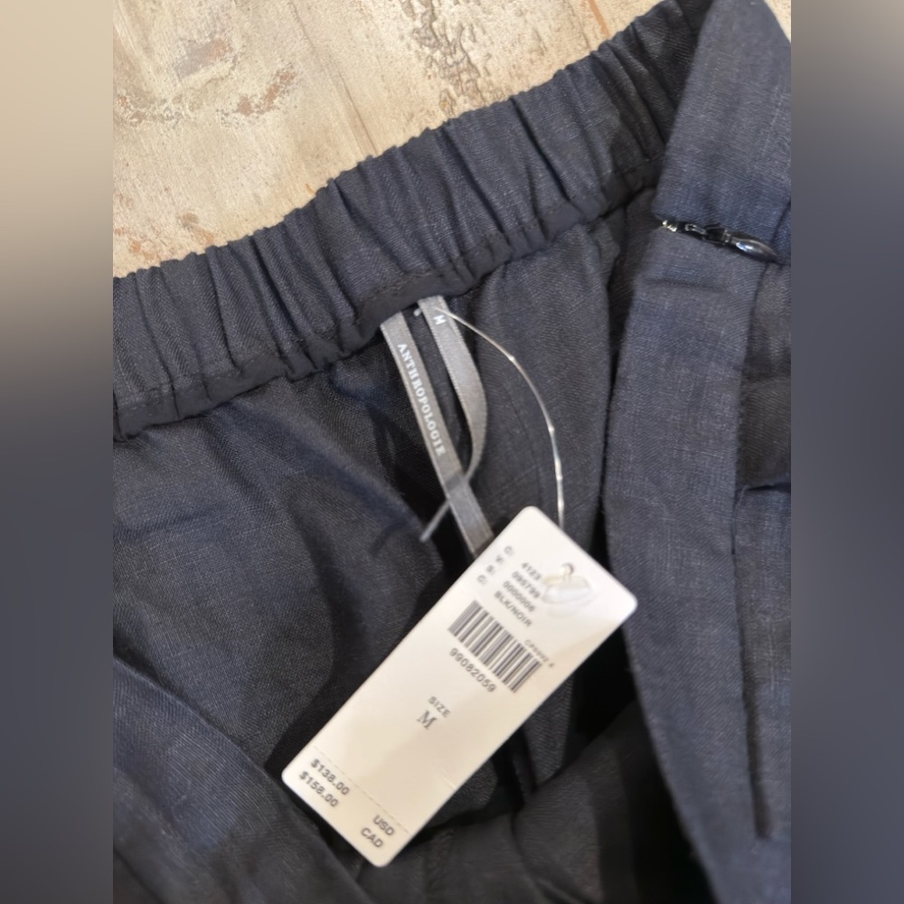 NWT Anthropology Linen Blend Culotte Pants | Size M | Wide-Leg Neutral Staple - Picture 2 of 3